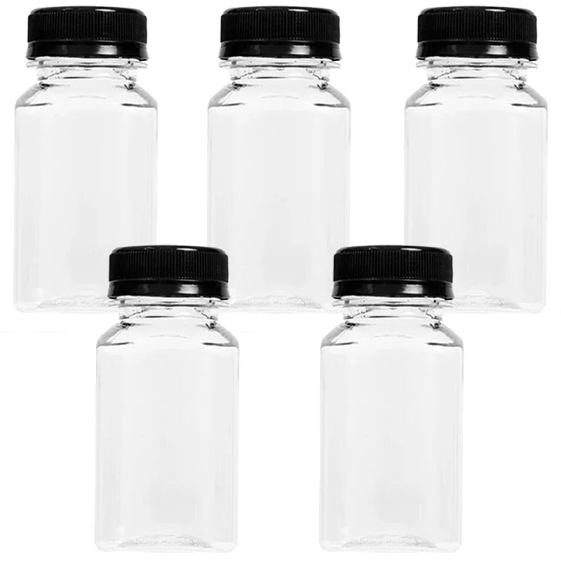 150-500ML Empty Plastic Drink Containers with Black Screw Caps