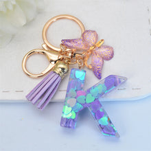 Exquisite Initial Blue Shiny Resin Keychain