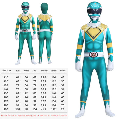Unisex Power Rangers Superhero Cosplay Costume – Full Body Zentai Jumpsuit & Mask Set