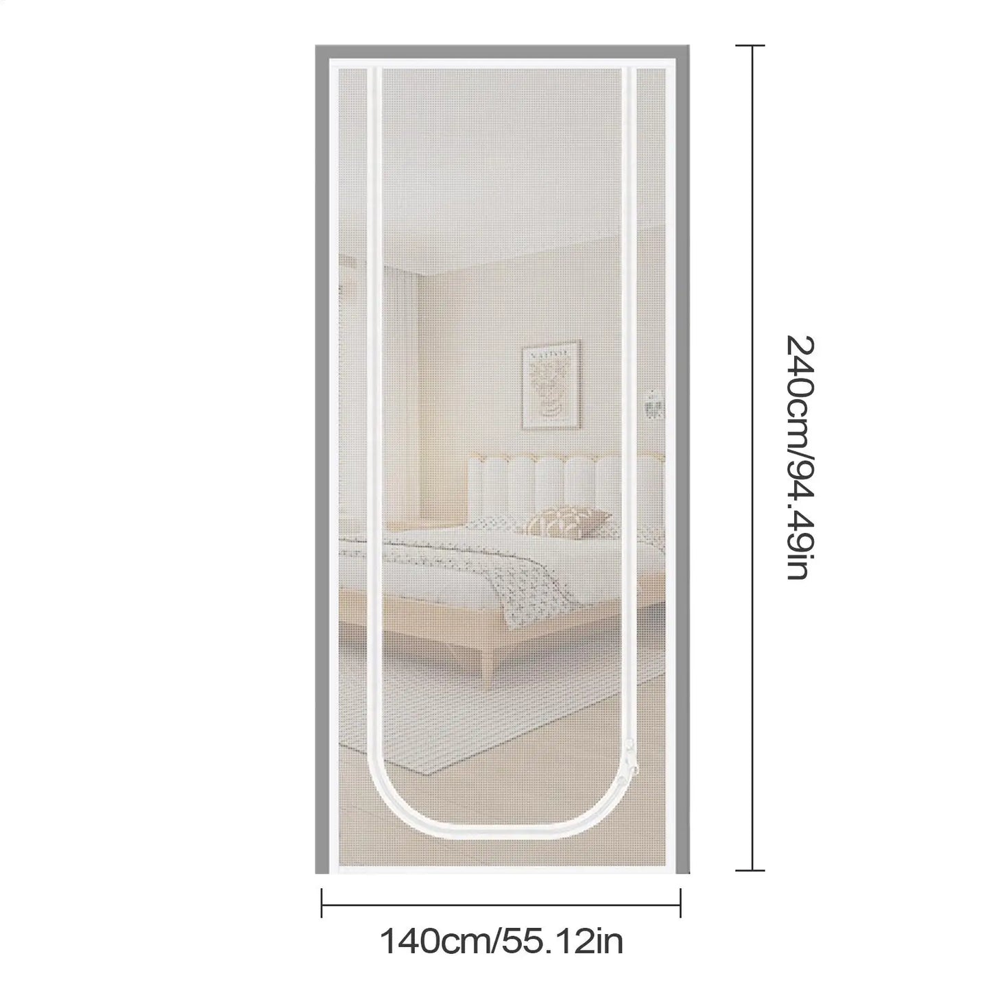 Mesh Pet Screen Door with Double Zipper Closure