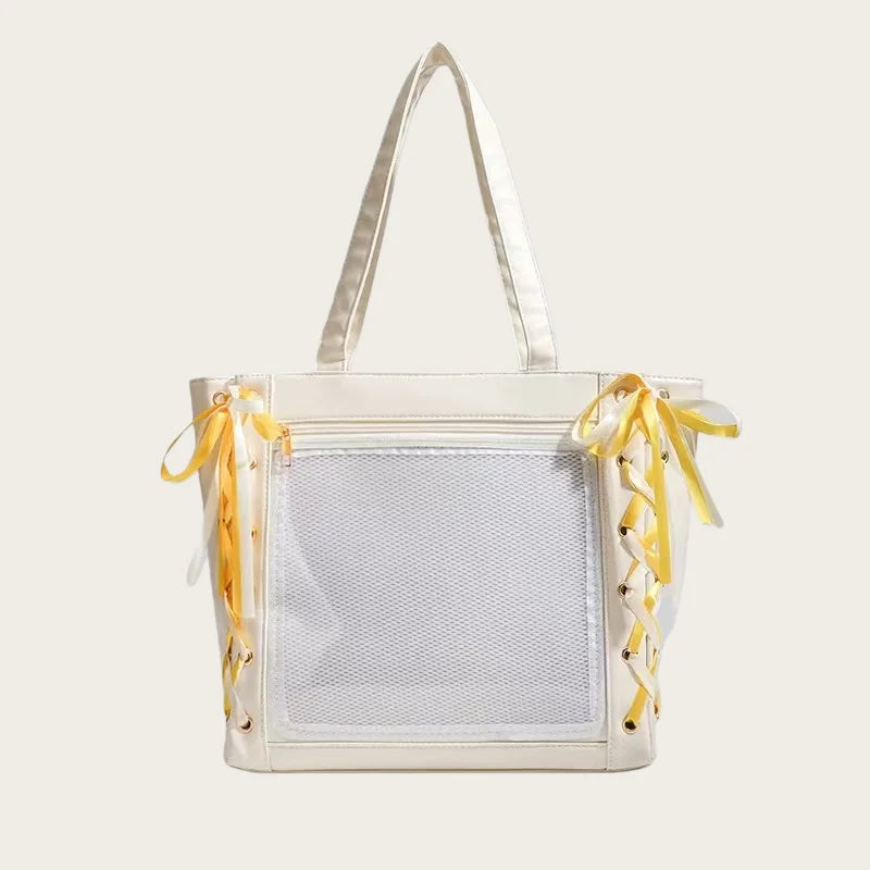 Japanese Cute Ribbon Ita Bag Transparent Lolita Tote Bag