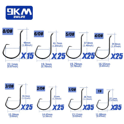 9KM Heavy-Duty High Carbon Steel Circle Fishing Hooks Set