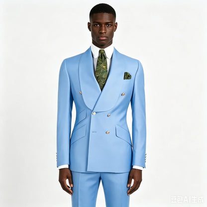 Men's Formal Double-Breasted Business & Wedding Suit Set
