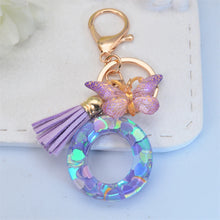Exquisite Initial Blue Shiny Resin Keychain