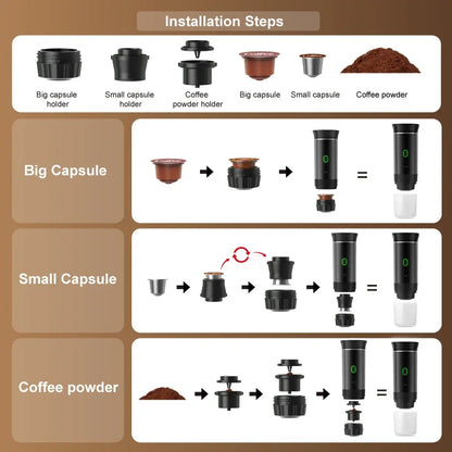 Wireless Electric Portable Espresso Coffee Machine for Car & Home Camping
