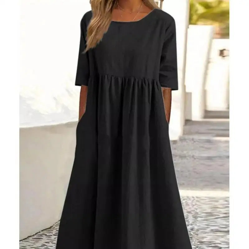 Women's Elegant Long Sleeve Flounce A-Line Dress