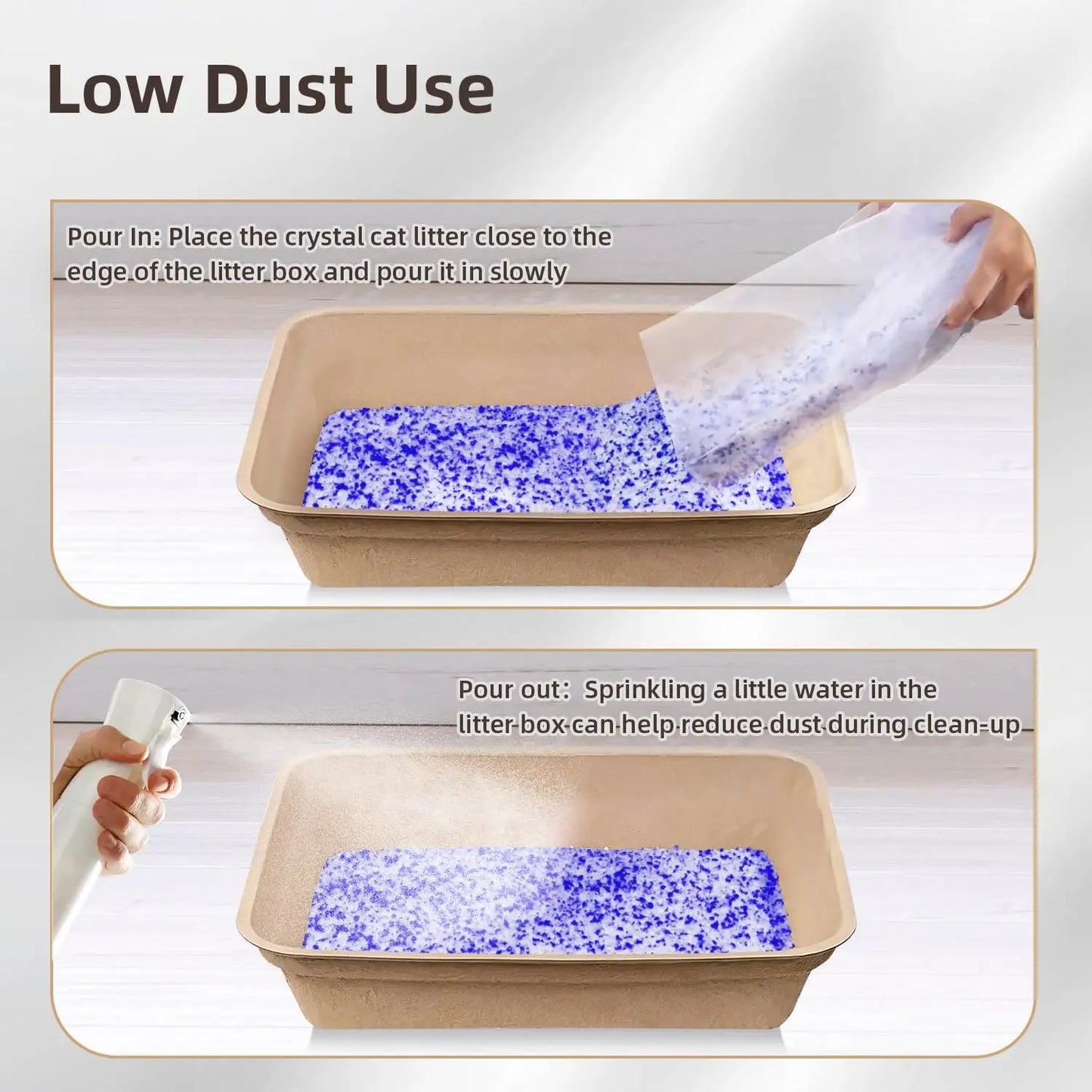 Premium Silica Gel Crystal Cat Litter 8.6lb Long-Lasting Odor Control & Absorption Non-Clumping