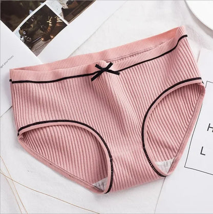 Women’s Ribbed Cotton Mid-Waist Bow Briefs