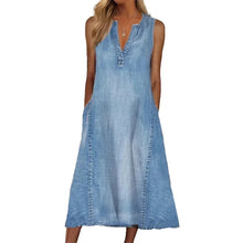 Double Pocket Thin Denim Sleeveless Dress