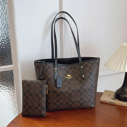 Women's Large Capacity Printed Monogram Bucket Tote Bag Set