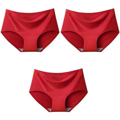 Women's Ice Silk Seamless Panties (3-Pack) – Mid-Waist Invisible Briefs
