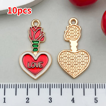 10-20 Piece Valentine's Day Mixed Alloy Flower Charms Set - DIY Jewelry Making Pendants