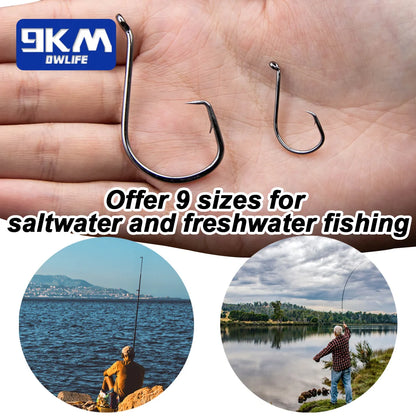 9KM Heavy-Duty High Carbon Steel Circle Fishing Hooks Set