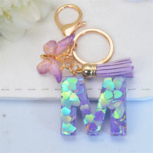 Exquisite Initial Blue Shiny Resin Keychain