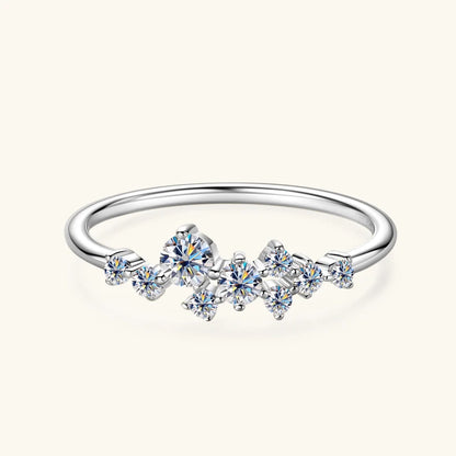 Anziw Real S925 Ring Cluster Moissanite Sterling Silver Ring
