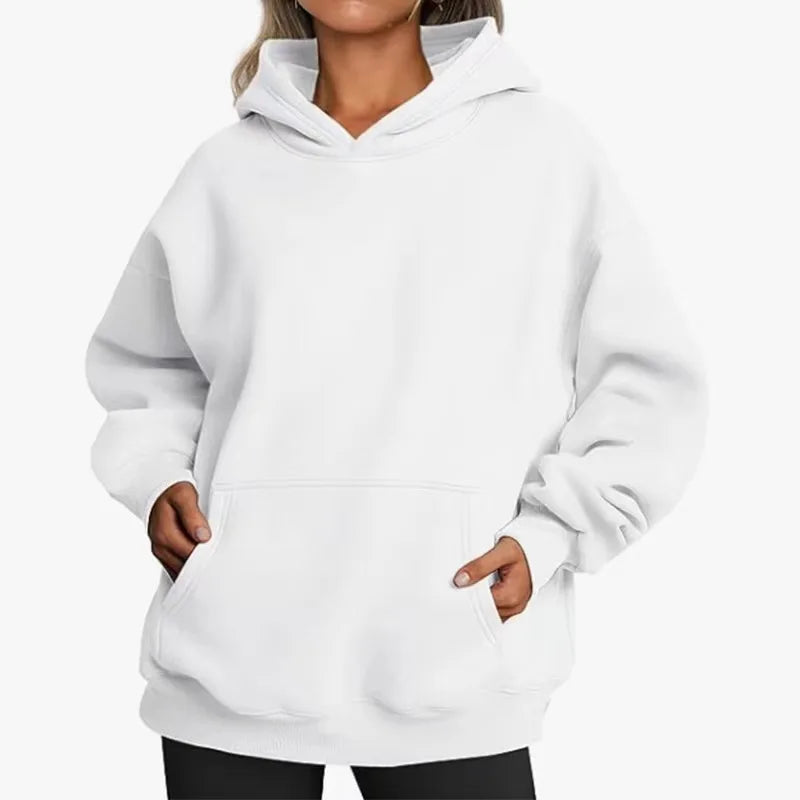 Women's Oversized Fleece Warm Hoodie - Casual Loose Fit Autumn Winter Pullover Sweatshirt