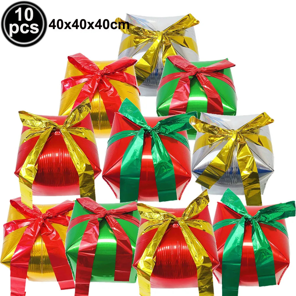 Large Santa Claus Foil Balloons & Christmas Tree Gift Box Decor