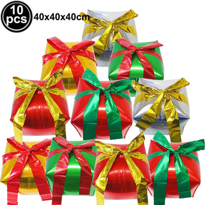 Large Santa Claus Foil Balloons & Christmas Tree Gift Box Decor
