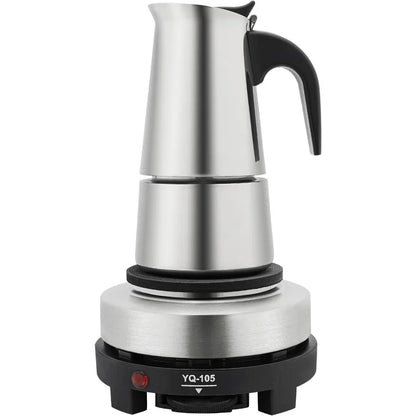 Stovetop 4 Cup Stainless Steel Moka Pot Espresso Coffee Maker