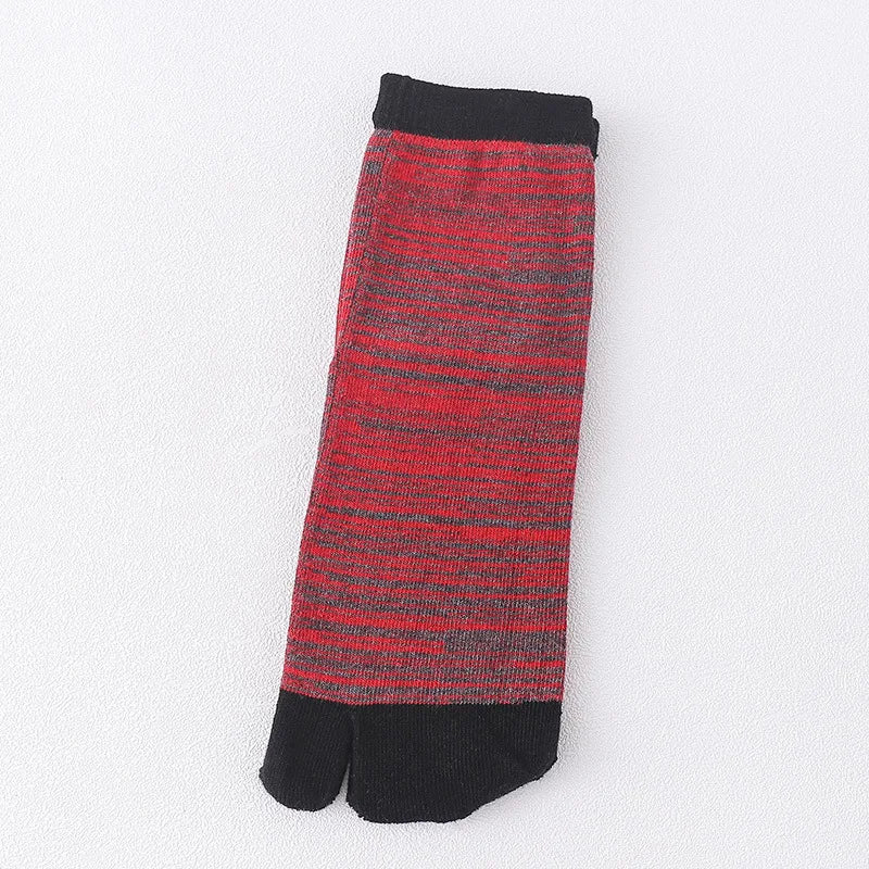 Unisex Retro Striped Cotton Tabi Split-Toe Socks (5-Pack)