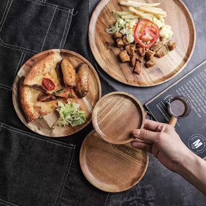 Wooden Round Serving Platter Tray