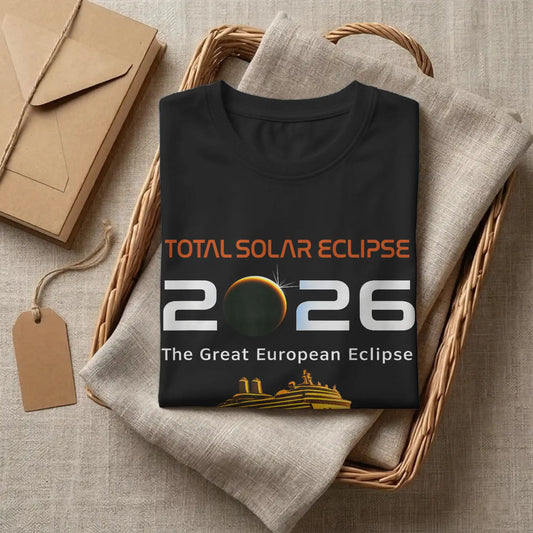 Men’s Spain Total Solar Eclipse 2026 Cotton Graphic T-Shirt – Casual Short Sleeve Tee