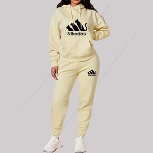 Hooded Top and Sweatpants Two Piece Outfit