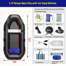 1.75m Inflatable Fishing Raft with Paddles Pump Carry Bag Tools
