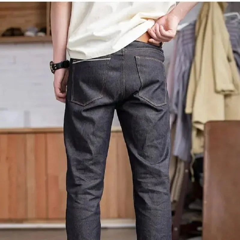 Maden Retro Raw Denim Jeans with Zipper Fly