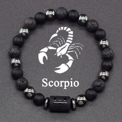 Natural Tiger Eye Stone 12 Zodiac Constellation Bead Bracelet