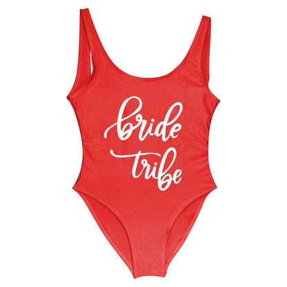 Bride Tribe Print One Piece Swimsuit