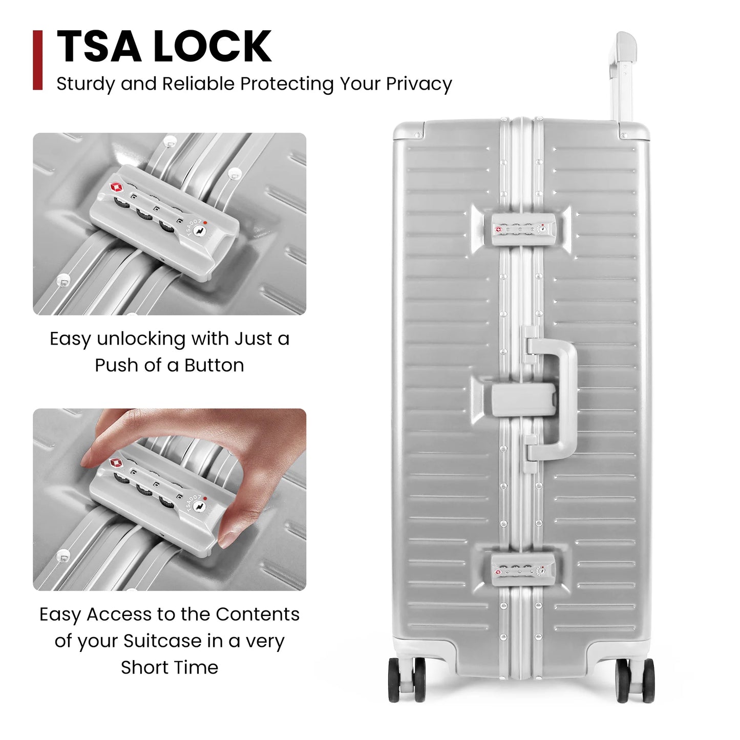 Aluminum Frame Carry On Luggage with TSA Lock