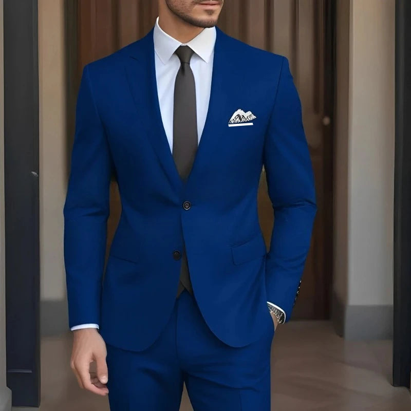 Men's Elegant Single-Breasted Slim Fit 3-Piece Linen Suit Set