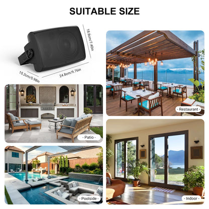 Herdio 5.25" Waterproof Outdoor Speakers with Swivel Wall Mounts