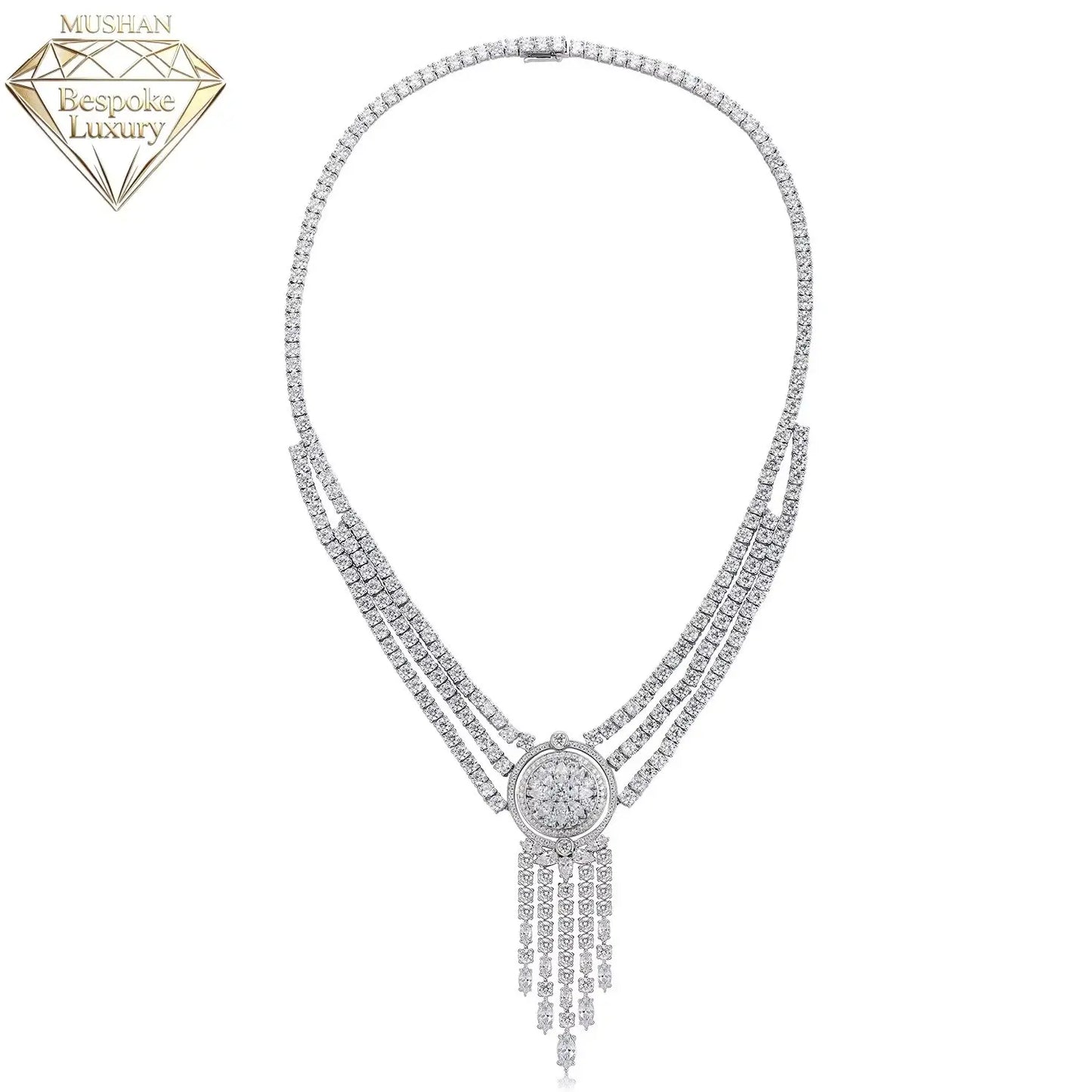 Luxury 925 Sterling Silver Lab-Grown Sapphire Pendant Necklace