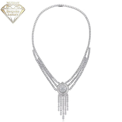 Luxury 925 Sterling Silver Lab-Grown Sapphire Pendant Necklace