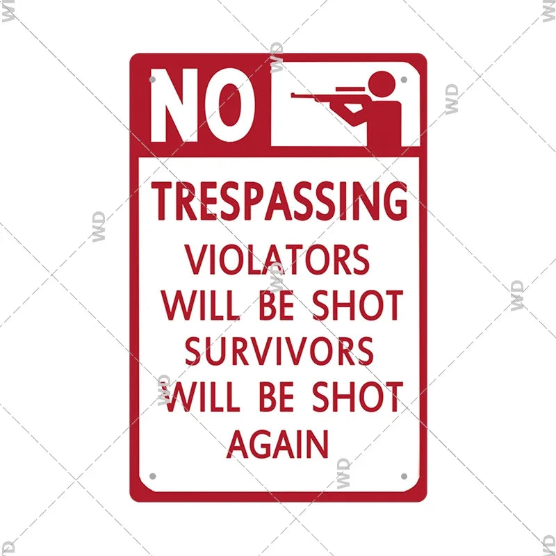 Warning Tin Sign - Vintage Private Property & Security Wall Plaque