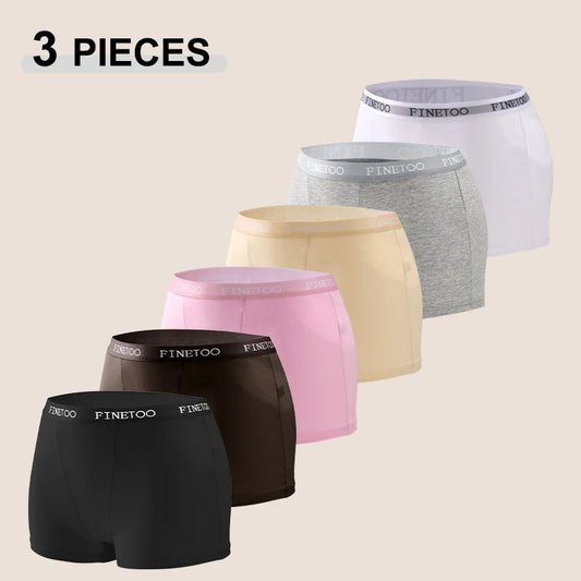 FINETOO Women’s High-Rise Seamless Cotton Boyshort Panties (3-Pack)