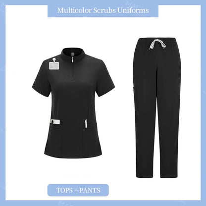 Women’s Stretch Medical Scrub Uniform Set (Top & Jogger Pants)