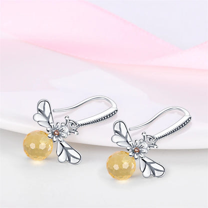 925 Sterling Silver Dancing Bee Hoop Earrings – Cute Enamel Zircon Jewelry