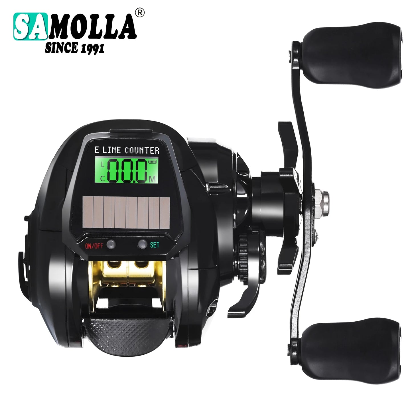 Electronic Baitcasting Fishing Reel with Led Screen and Solar Charging