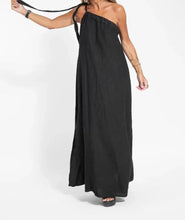 Diagonal Shoulder Asymmetric Split Sleeveless Solid Color Dress