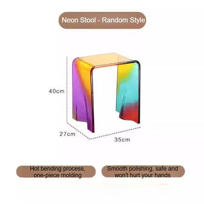 Modern Rainbow Acrylic Stool & Transparent Colorful Accent Bench