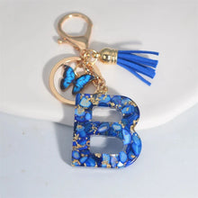 Blue Glazed Stone A To Z Letter Keychain