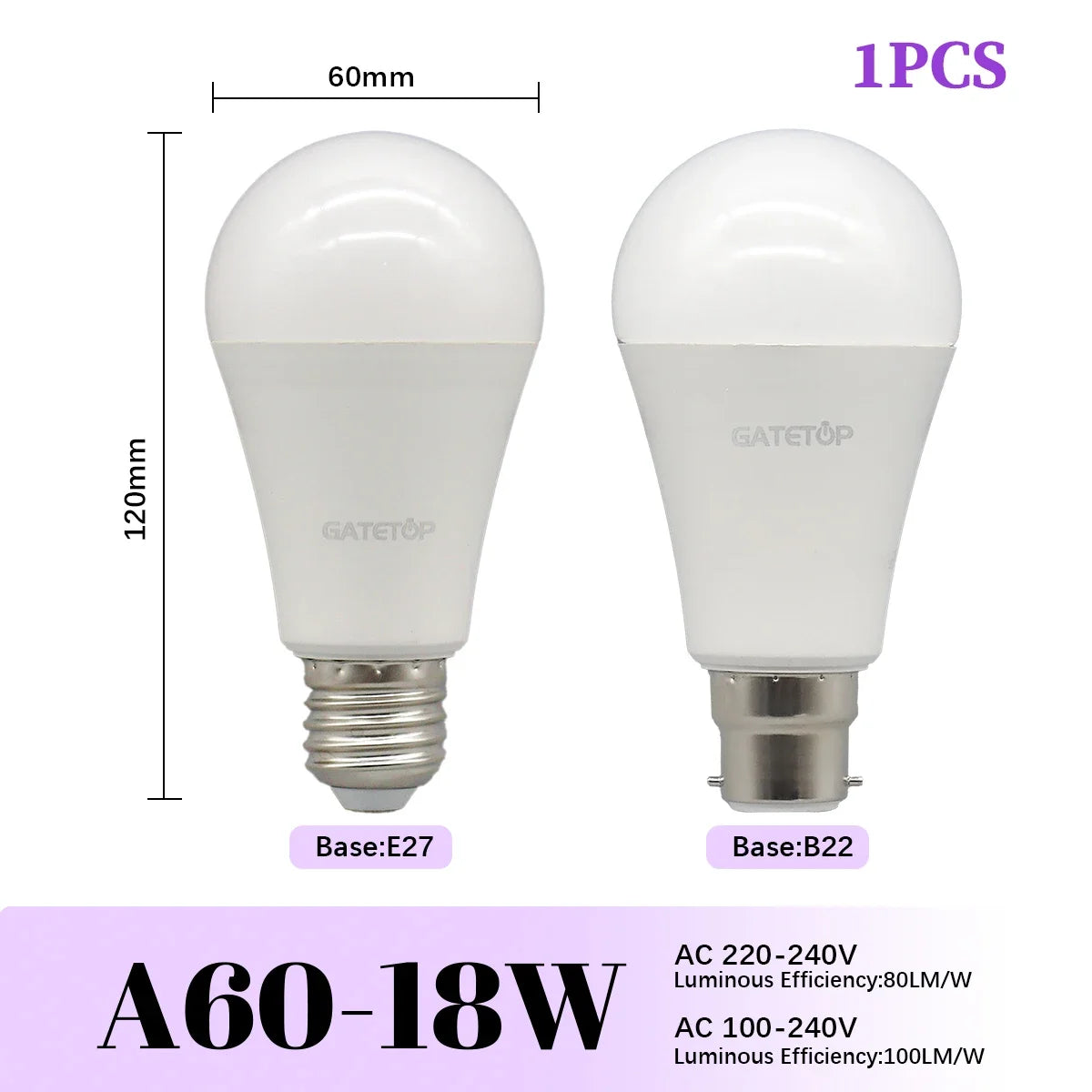 High-Efficiency Energy Saving LED Light Bulbs (E27 / B22 Base)