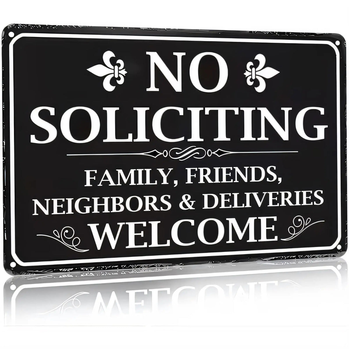 "No Soliciting" Vintage Metal Wall Sign