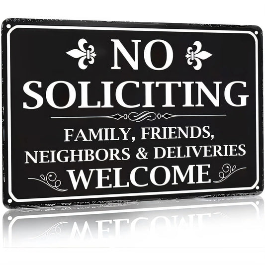 "No Soliciting" Vintage Metal Wall Sign