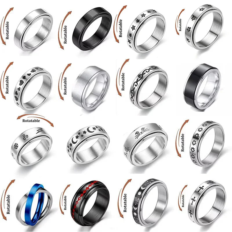 Stainless Steel Fidget Spinner Ring – Anti-Anxiety Stress Relief Band for Men & Women