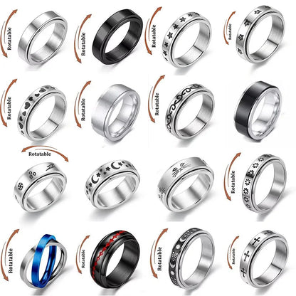 Stainless Steel Fidget Spinner Ring – Anti-Anxiety Stress Relief Band for Men & Women