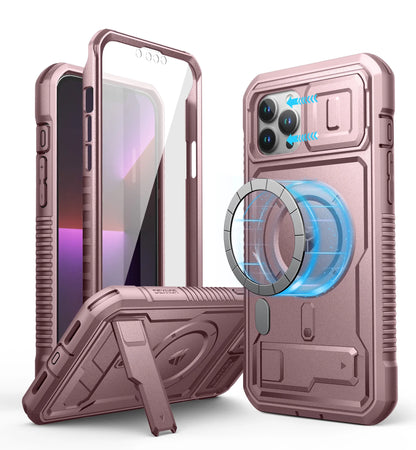 Heavy-Duty Rugged Armor Case with Kickstand & Camera Cover for iPhone